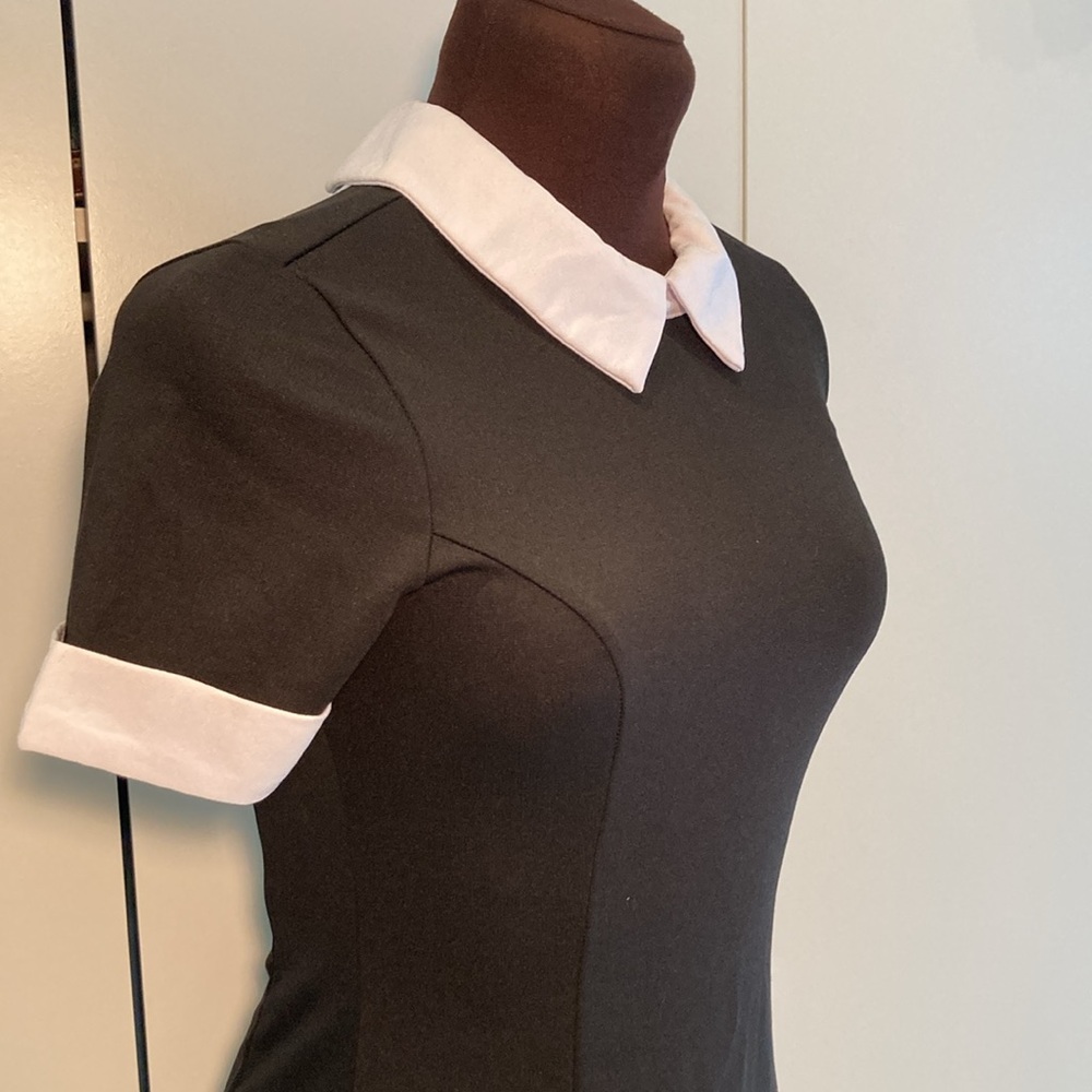 Spirit Halloween dress Peter Pan collar short sleeves S free earrings - Picture 2 of 16